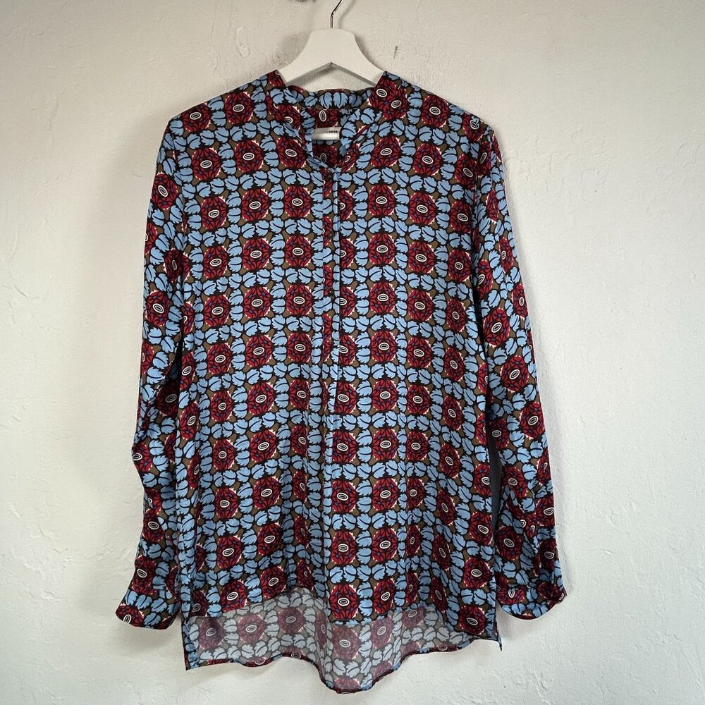 0039 Italy Womens Floral Long Sleeve Janice New Blouse Top Small Multicolor NWOT